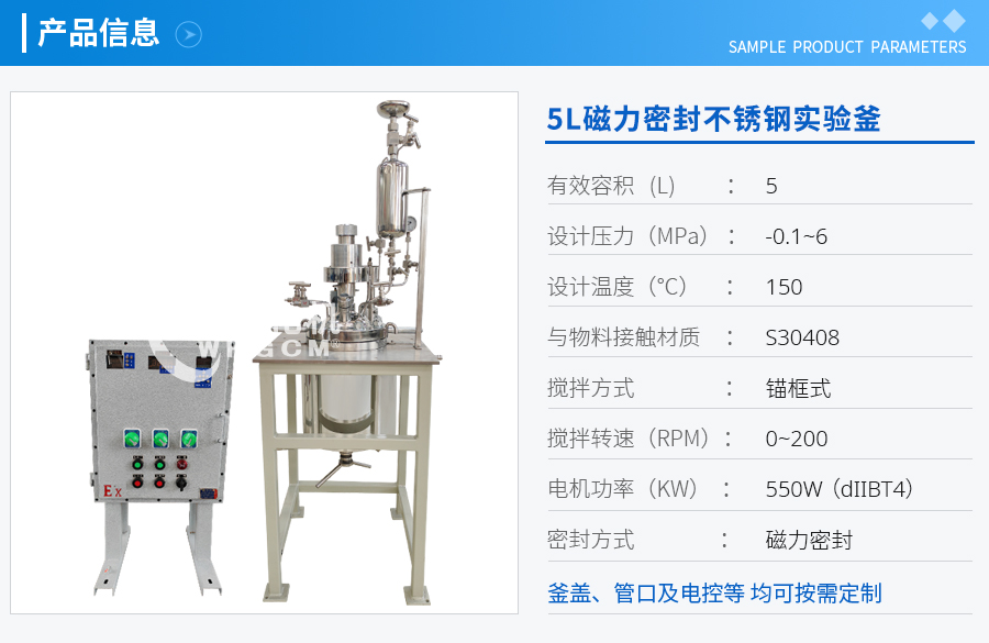 天津5L磁力密封不銹鋼實(shí)驗(yàn)釜